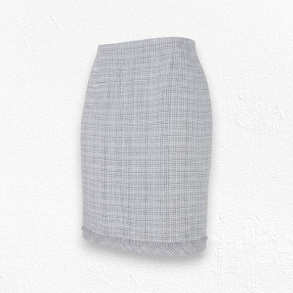 White House Black Market Dresses & Skirts - WHBM Purple White Tweed Fray Fringe Pencil Straight Knee Length Skirt Size 8
